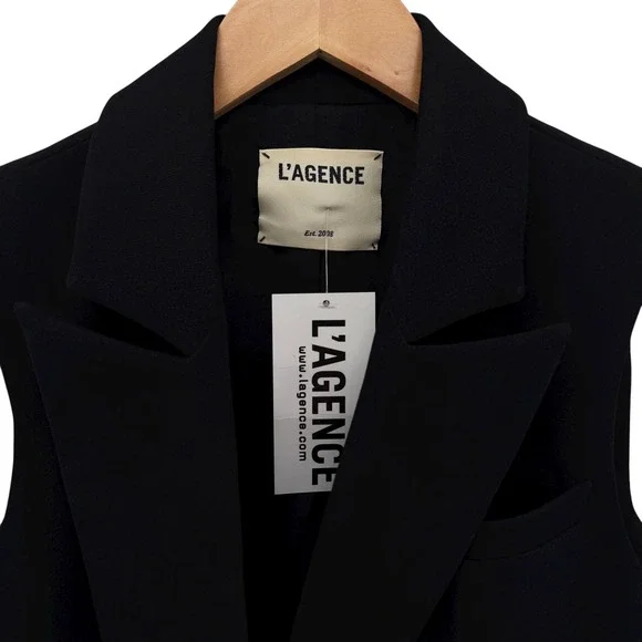 L'AGENCE Keely Black Double Breasted Blazer Tuxedo Dress Party Formal NWT - Picture 4 of 13